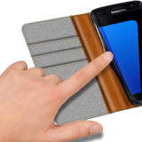 Samsung Galaxy S7 Klapphülle im Jeanslook mit Karten- und Geldfach