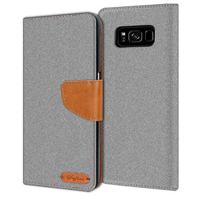 Samsung Galaxy S8 Klapphülle im Jeanslook mit Karten- und Geldfach