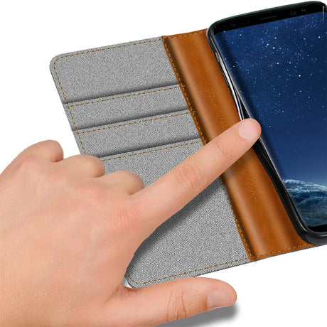 Samsung Galaxy S8 Plus Klapphülle im Jeanslook mit Karten- und Geldfach