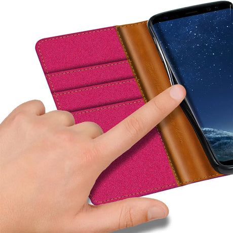 Samsung Galaxy S8 Plus Klapphülle im Jeanslook mit Karten- und Geldfach