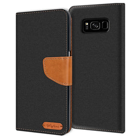Samsung Galaxy S8 Plus Klapphülle im Jeanslook mit Karten- und Geldfach