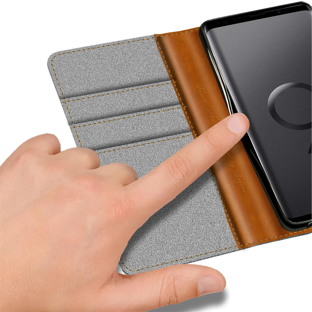 Samsung Galaxy S9 Plus Klapphülle im Jeanslook mit Karten- und Geldfach