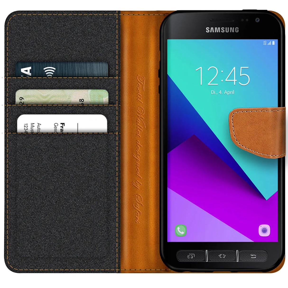 Samsung Galaxy Xcover 4 Klapphülle im Jeanslook mit Karten- und Geldfach