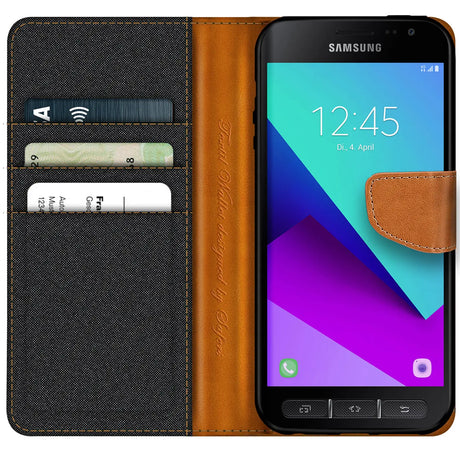 Samsung Galaxy Xcover 4 Klapphülle im Jeanslook mit Karten- und Geldfach
