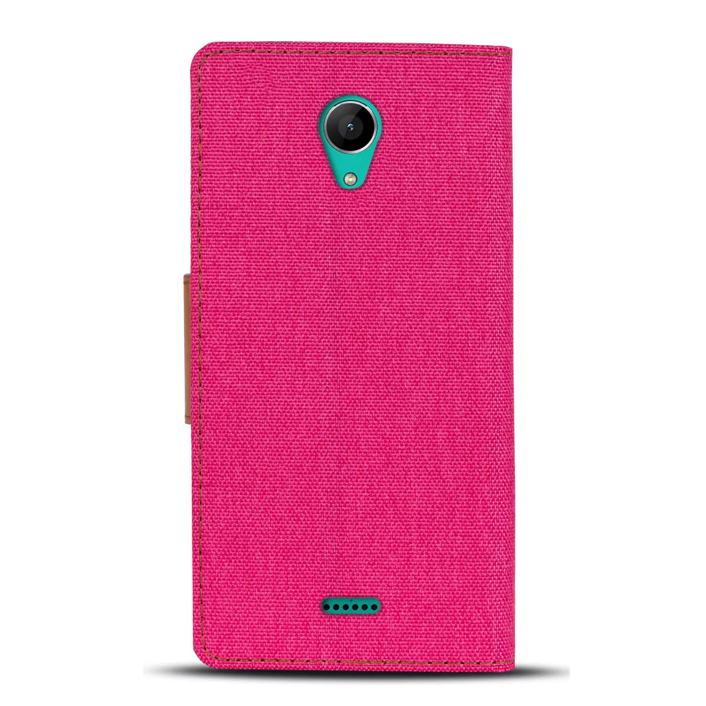 Pinke Textil-Klapphülle mit Kartenfach, Vorderansicht, für Wiko Freddy.