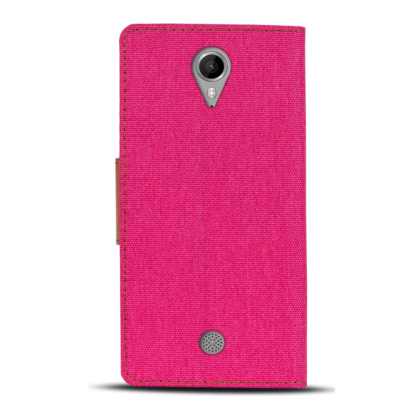 Pink Textil-Klapphülle mit Kartenfach, Vorderansicht, Wiko Tommy.