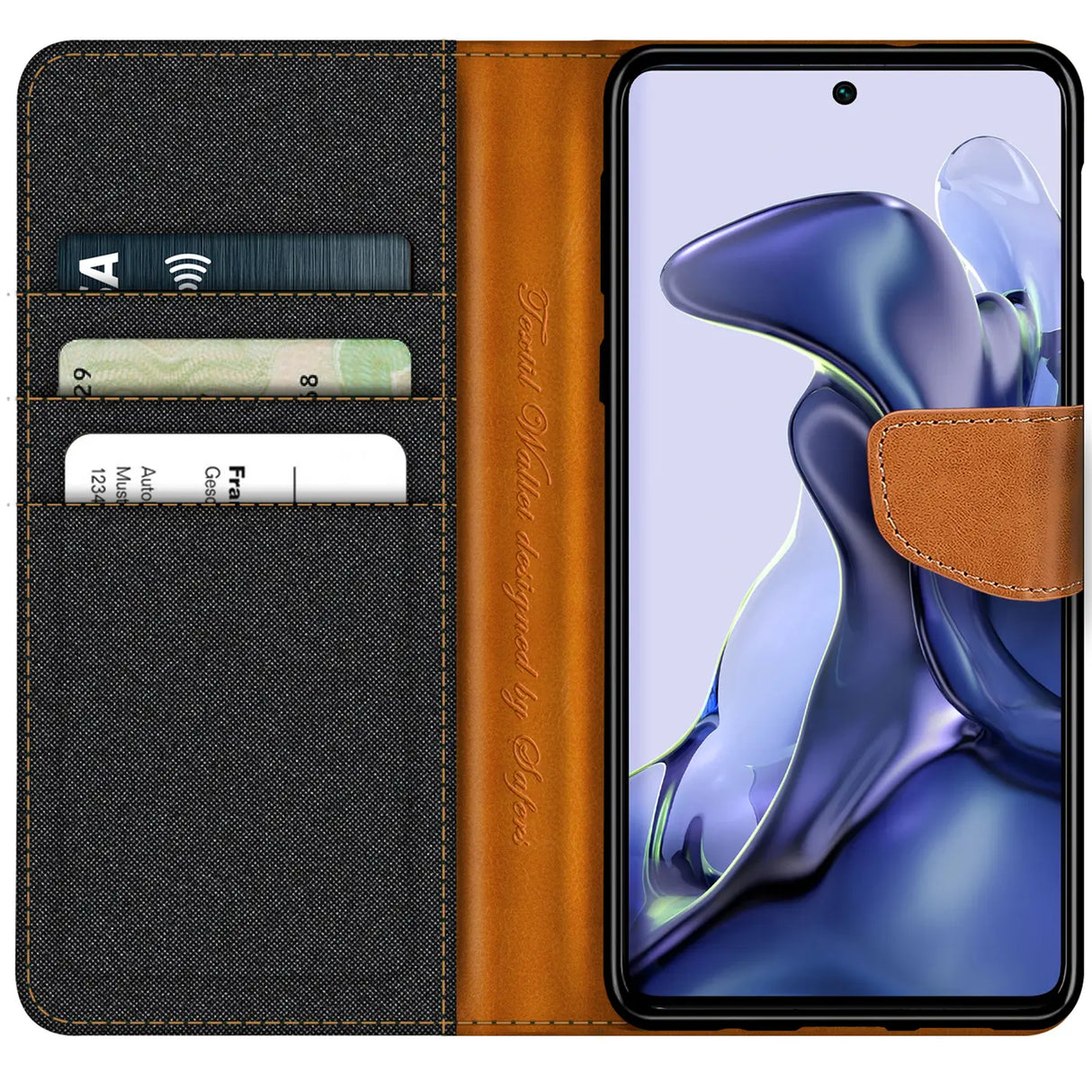 Xiaomi 12T / 12T Pro Klapphülle im Jeanslook mit Karten- und Geldfach