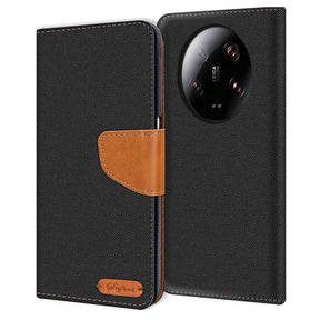 Xiaomi 13 Ultra Klapphülle im Jeanslook mit Karten- und Geldfach