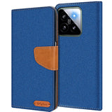 Xiaomi 14 Klapphülle im Jeanslook mit Karten- und Geldfach