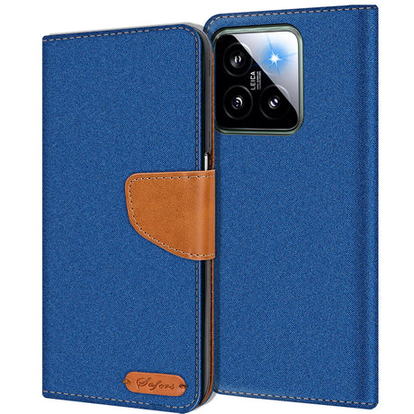 Xiaomi 14 Klapphülle im Jeanslook mit Karten- und Geldfach