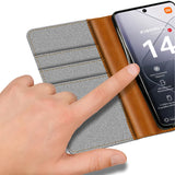Xiaomi 14 Klapphülle im Jeanslook mit Karten- und Geldfach