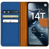 Xiaomi 14T Klapphülle im Jeanslook mit Karten- und Geldfach