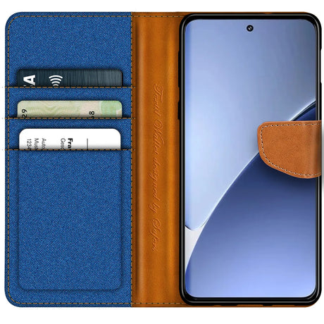 Xiaomi 15 Klapphülle im Jeanslook mit Karten- und Geldfach