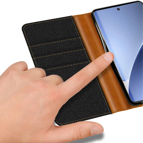 Xiaomi 15 Klapphülle im Jeanslook mit Karten- und Geldfach