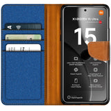 Xiaomi 15 Ultra Klapphülle im Jeanslook mit Karten- und Geldfach