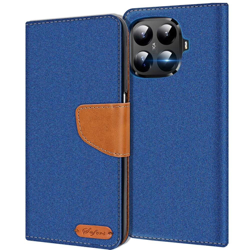 Xiaomi 15T Pro Klapphülle im Jeanslook mit Karten- und Geldfach