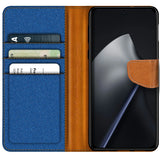 Xiaomi 15T Pro Klapphülle im Jeanslook mit Karten- und Geldfach