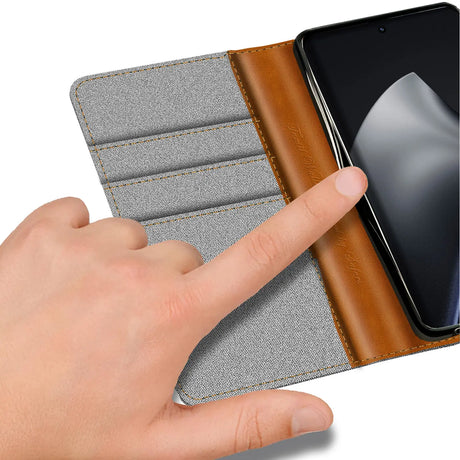 Xiaomi 15T Pro Klapphülle im Jeanslook mit Karten- und Geldfach