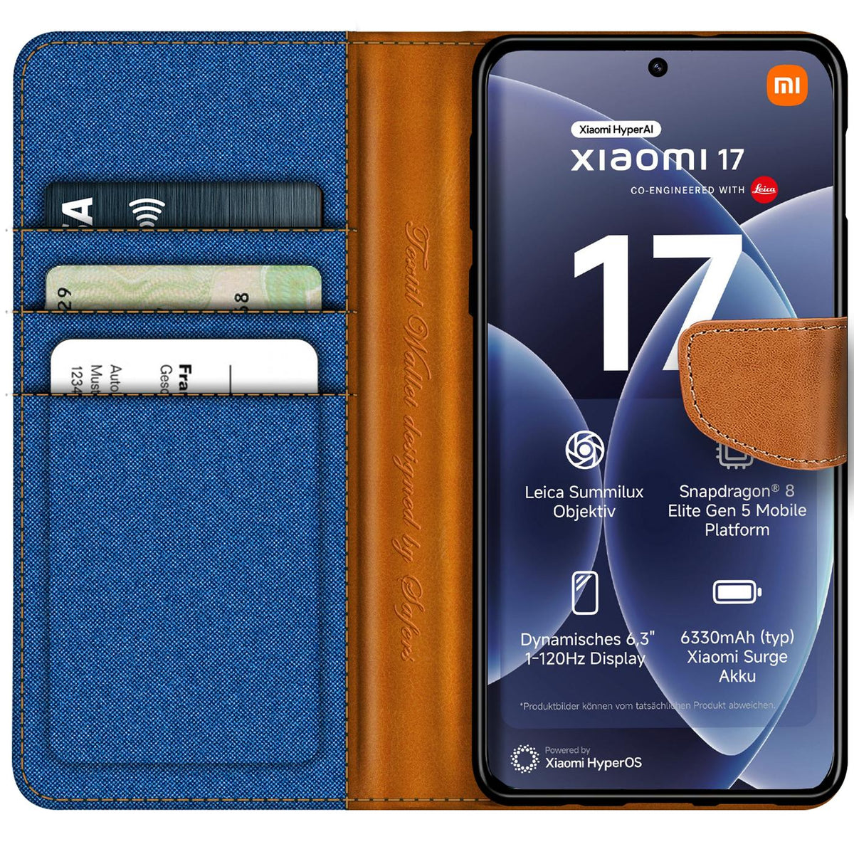 Xiaomi 17 - Textil Klapphülle Kartenfach