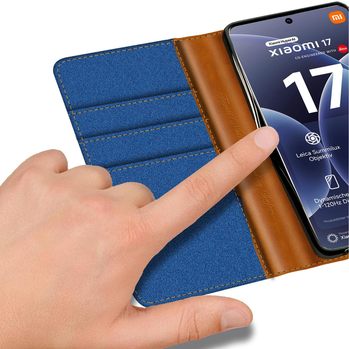 Xiaomi 17 - Textil Klapphülle Kartenfach