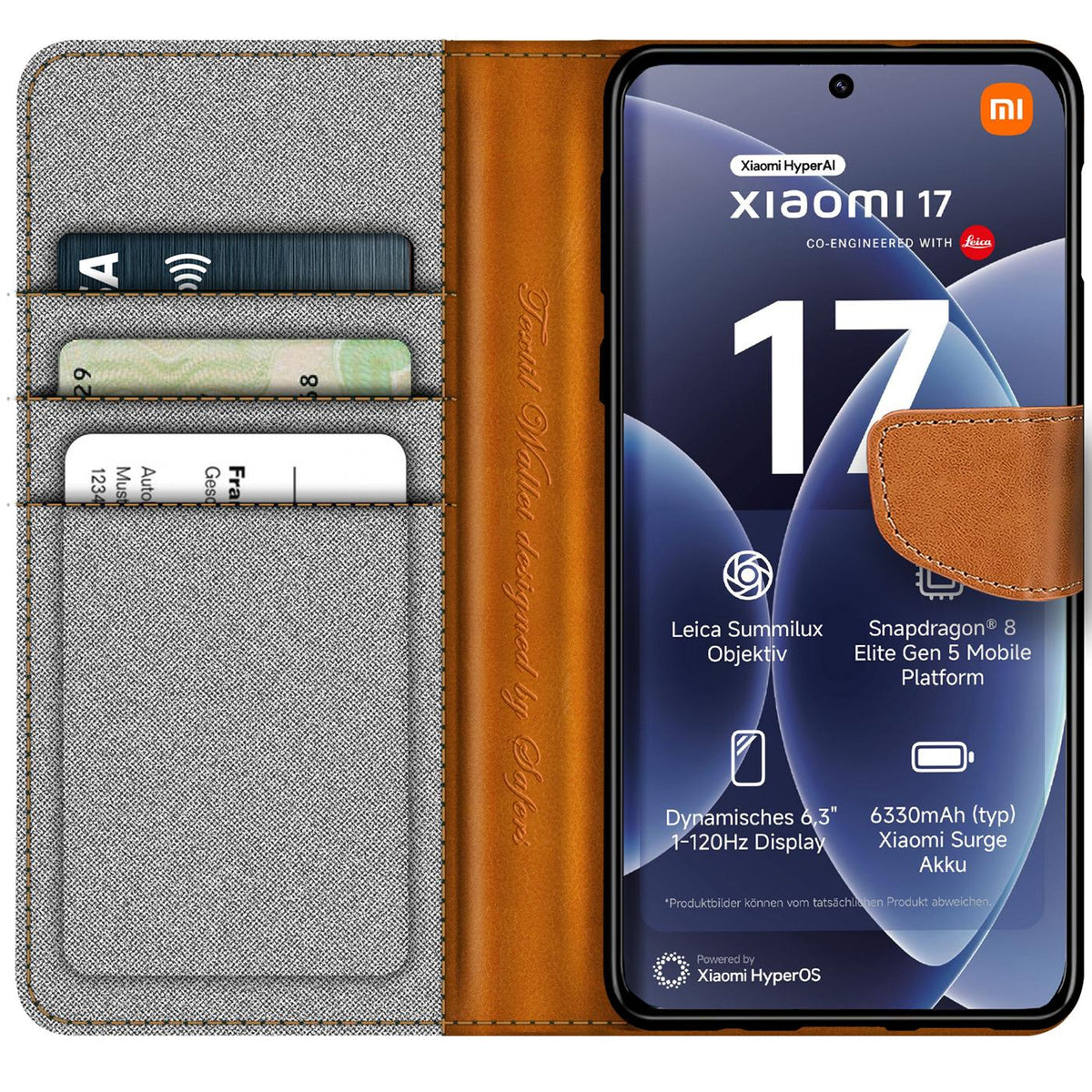 Xiaomi 17 - Textil Klapphülle Kartenfach