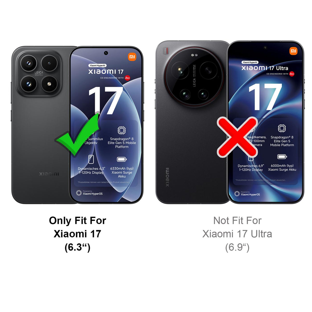 Xiaomi 17 - Textil Klapphülle Kartenfach
