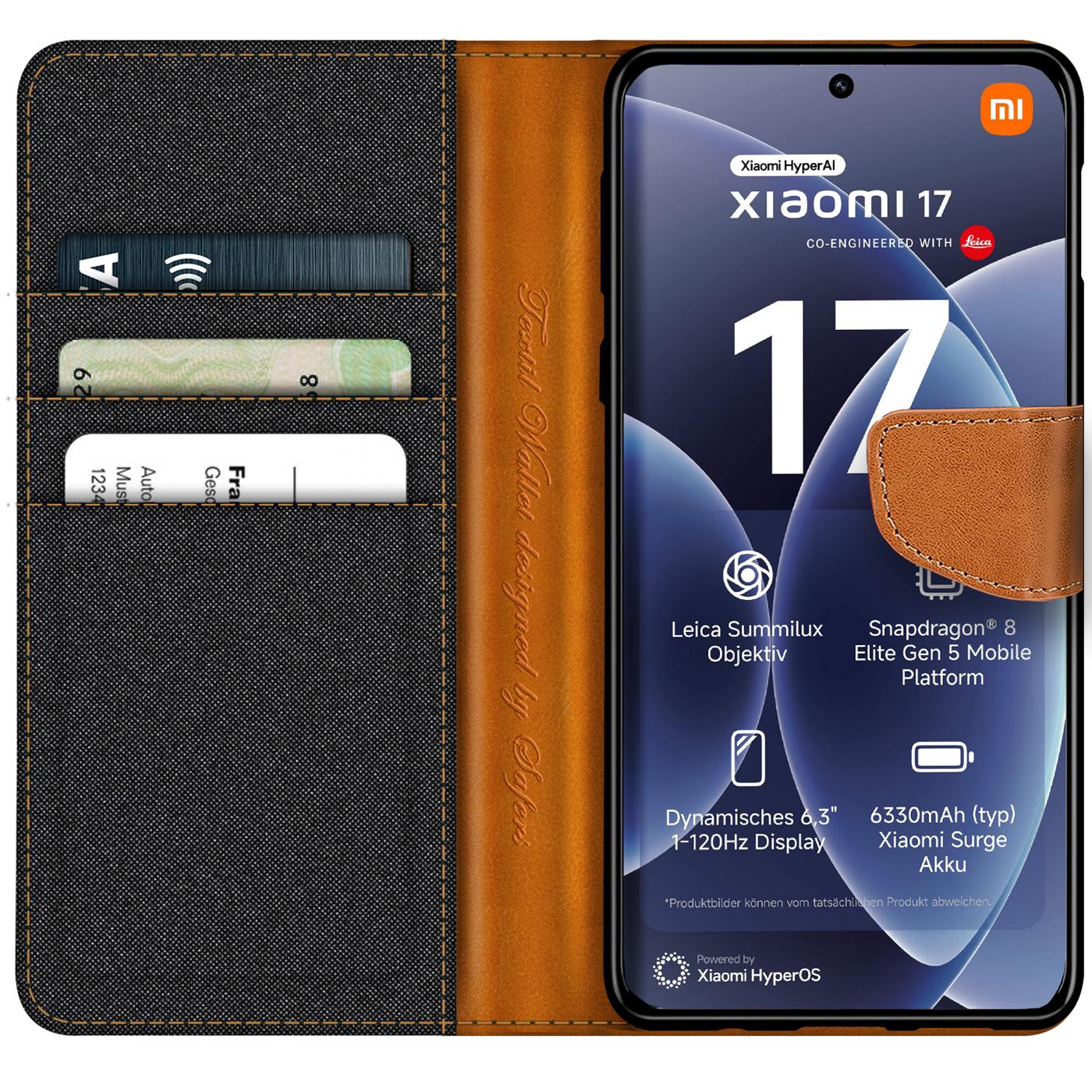 Xiaomi 17 - Textil Klapphülle Kartenfach