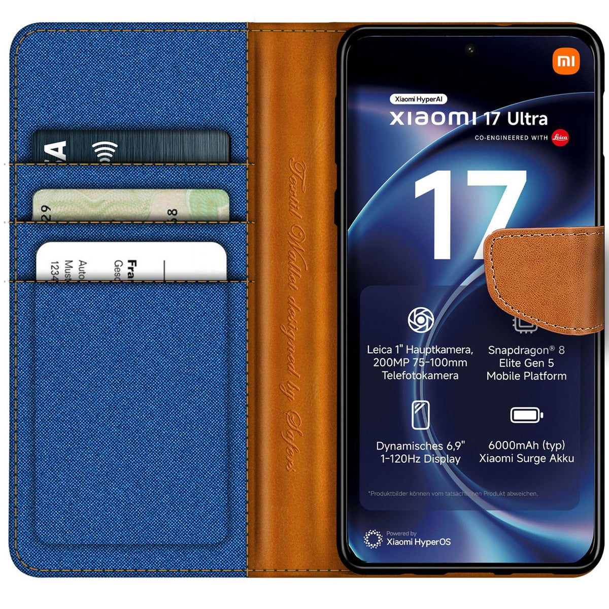 Xiaomi 17 Ultra - Textil Klapphülle Kartenfach