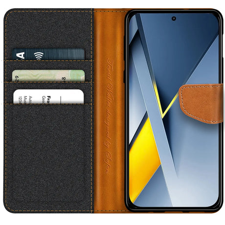 Xiaomi Poco F8 Pro Klapphülle im Jeanslook mit Karten- und Geldfach