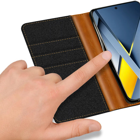 Xiaomi Poco F8 Pro Klapphülle im Jeanslook mit Karten- und Geldfach