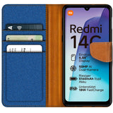 Xiaomi Redmi 14C Klapphülle im Jeanslook mit Karten- und Geldfach