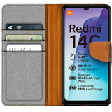 Xiaomi Redmi 14C Klapphülle im Jeanslook mit Karten- und Geldfach