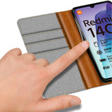 Xiaomi Redmi 14C Klapphülle im Jeanslook mit Karten- und Geldfach