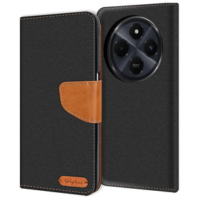 Xiaomi Redmi 14C Klapphülle im Jeanslook mit Karten- und Geldfach