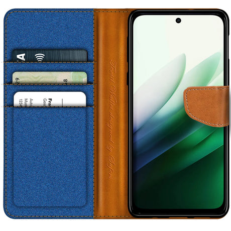 Xiaomi Redmi 15 4G/5G Klapphülle im Jeanslook mit Karten- und Geldfach