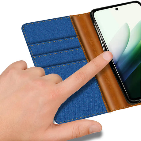 Xiaomi Redmi 15 4G/5G Klapphülle im Jeanslook mit Karten- und Geldfach