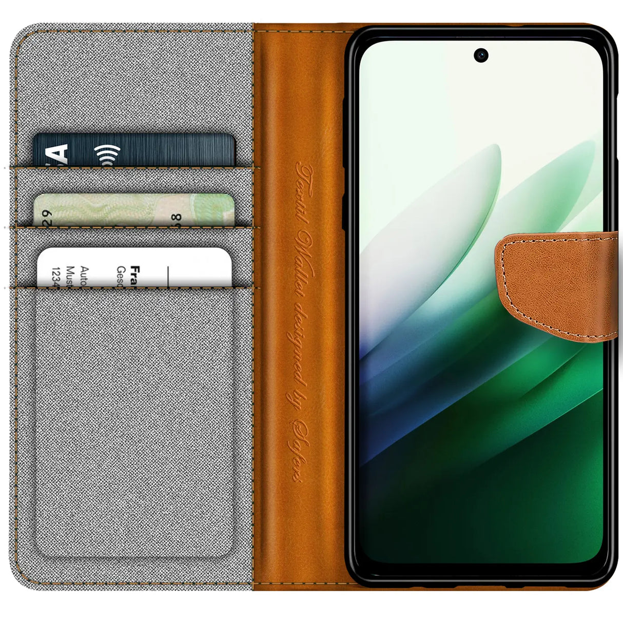 Xiaomi Redmi 15 4G/5G Klapphülle im Jeanslook mit Karten- und Geldfach