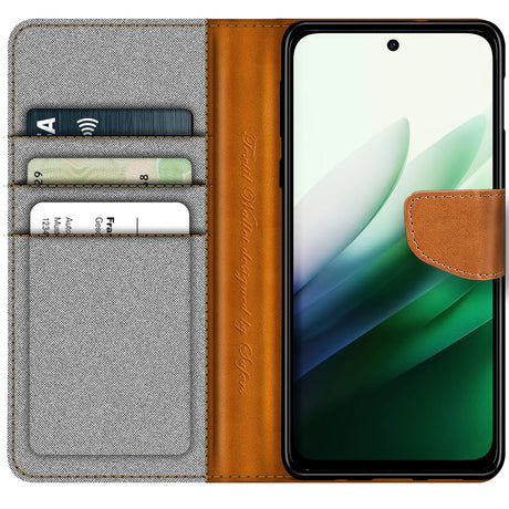 Xiaomi Redmi 15 4G/5G Klapphülle im Jeanslook mit Karten- und Geldfach