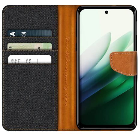 Xiaomi Redmi 15 4G/5G Klapphülle im Jeanslook mit Karten- und Geldfach