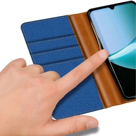 Xiaomi Redmi 15C Klapphülle im Jeanslook mit Karten- und Geldfach