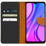 Xiaomi Redmi 9 Klapphülle im Jeanslook mit Karten- und Geldfach