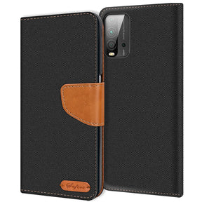 Xiaomi Redmi 9T Klapphülle im Jeanslook mit Karten- und Geldfach