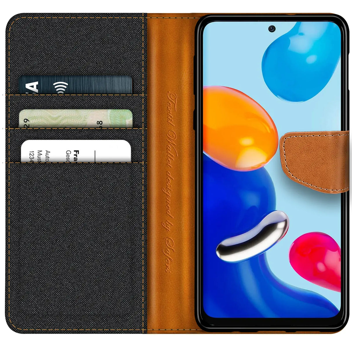 Xiaomi Redmi Note 11 / 11s Klapphülle im Jeanslook mit Karten- und Geldfach