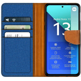 Xiaomi Redmi Note 13 4G Klapphülle im Jeanslook mit Karten- und Geldfach