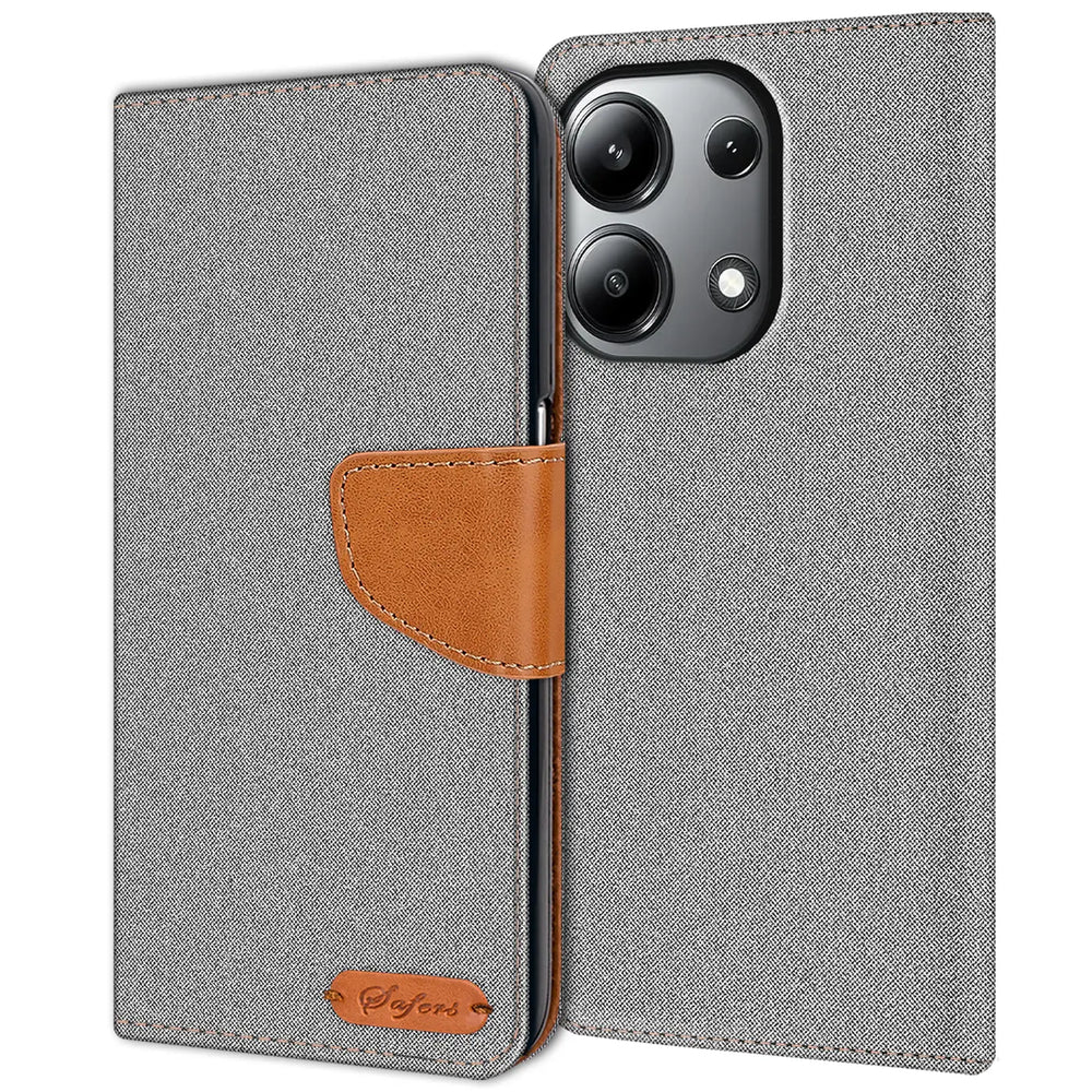 Xiaomi Redmi Note 13 4G Klapphülle im Jeanslook mit Karten- und Geldfach