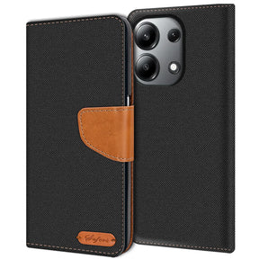 Xiaomi Redmi Note 13 4G Klapphülle im Jeanslook mit Karten- und Geldfach