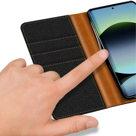 Xiaomi Redmi Note 14 (4G) Klapphülle im Jeanslook mit Karten- und Geldfach