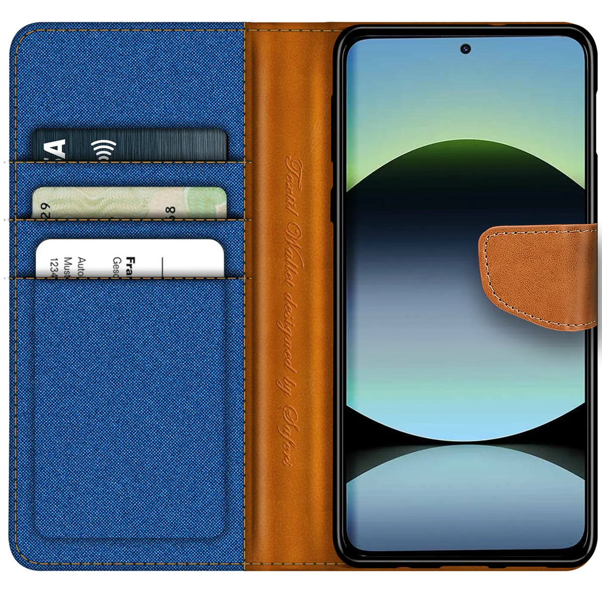 Xiaomi Redmi Note 14 5G Klapphülle im Jeanslook mit Karten- und Geldfach