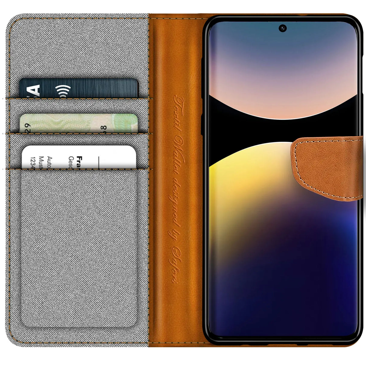 Xiaomi Redmi Note 14 Pro 4G Klapphülle im Jeanslook mit Karten- und Geldfach