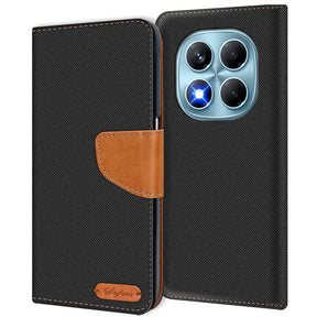 Xiaomi Redmi Note 14 Pro 4G Klapphülle im Jeanslook mit Karten- und Geldfach